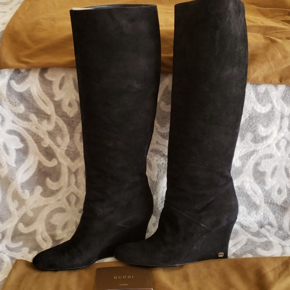 Gucci Black Suede Knee High Boot 8.5US fit 8.5-9 - Picture 5 of 16